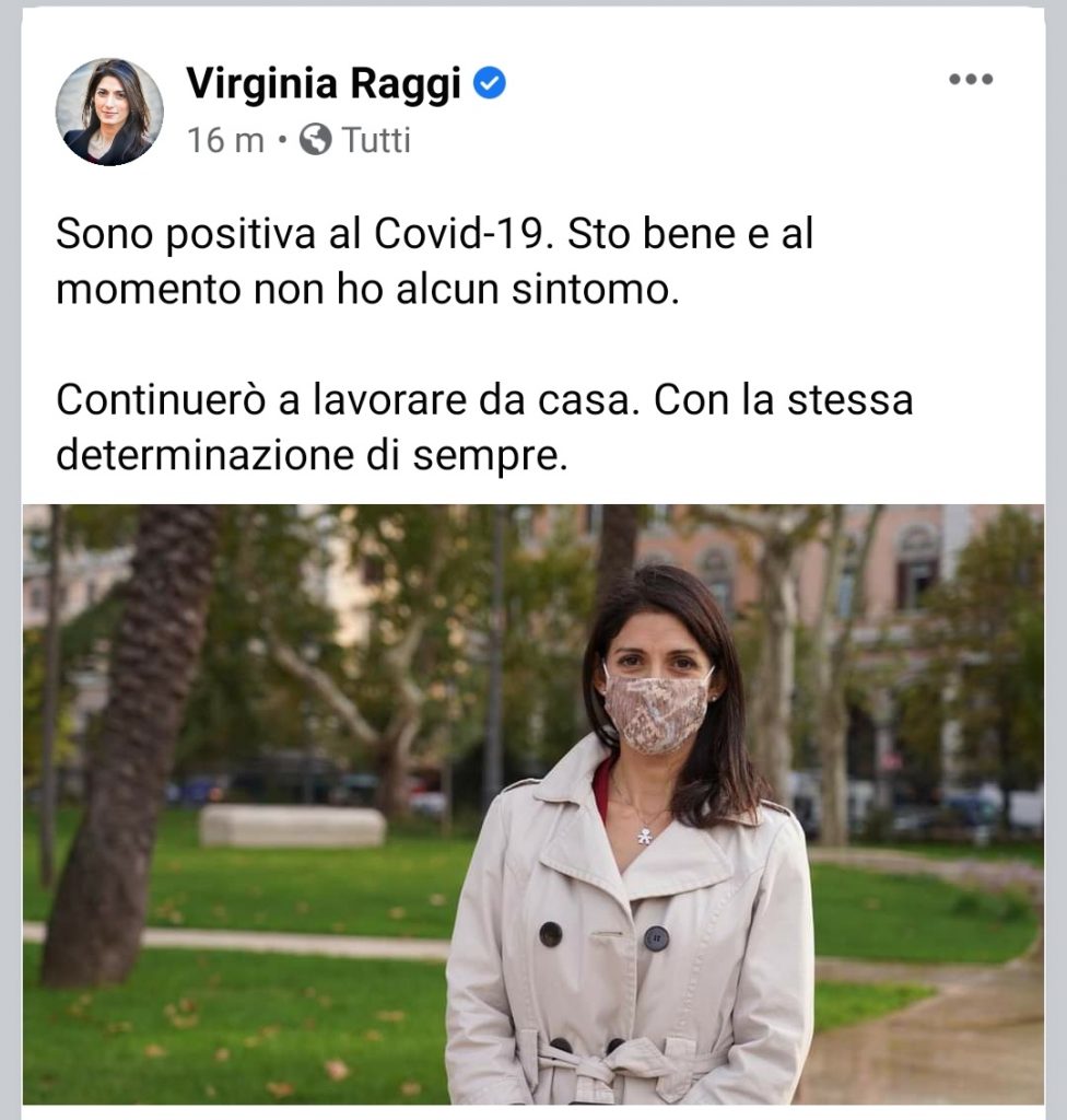 La sindaca di Roma, Virginia Raggi, positiva al covid-19 1