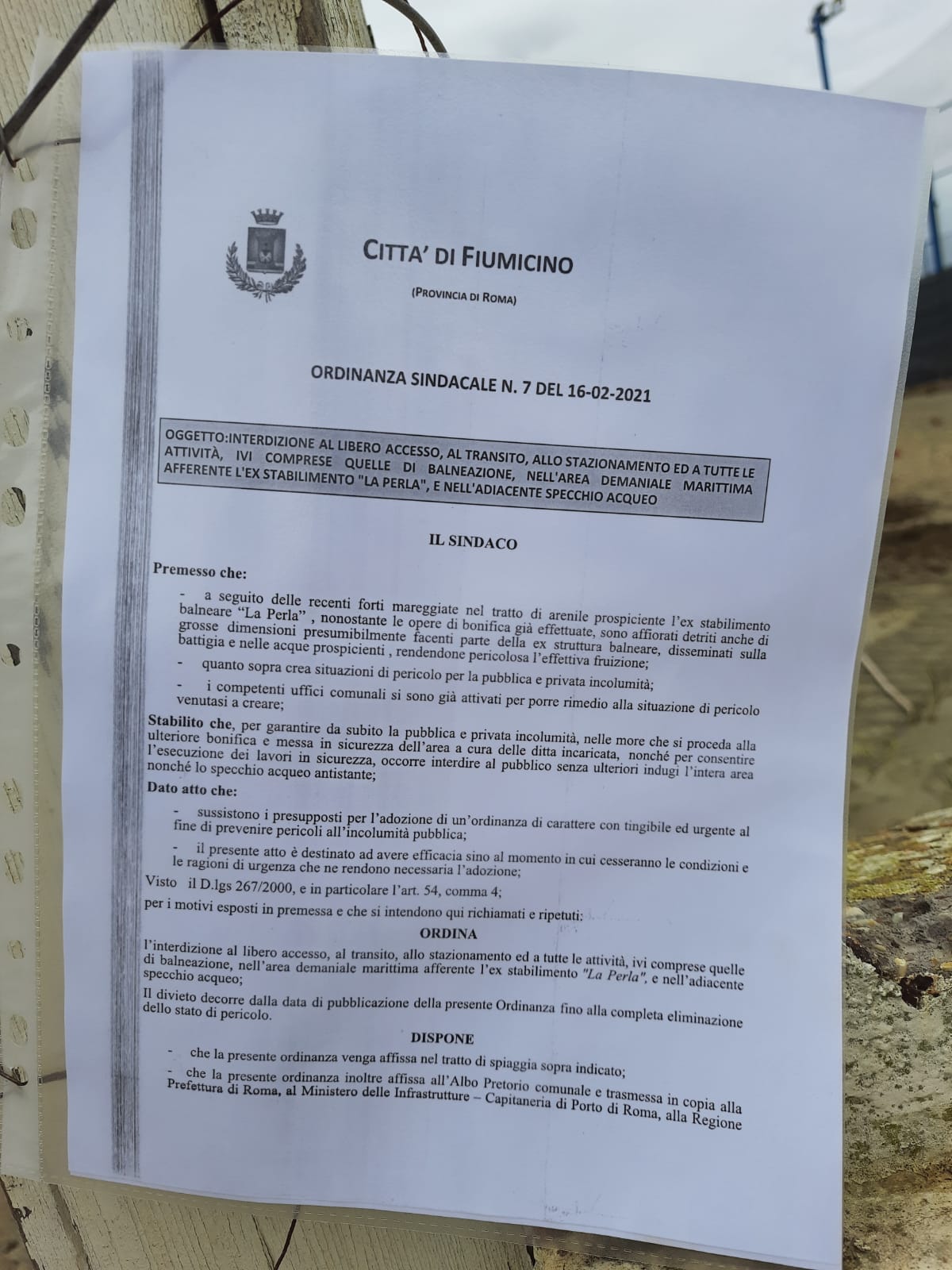 Fregene: vietato l'accesso all'ex stabilimento La Perla 1