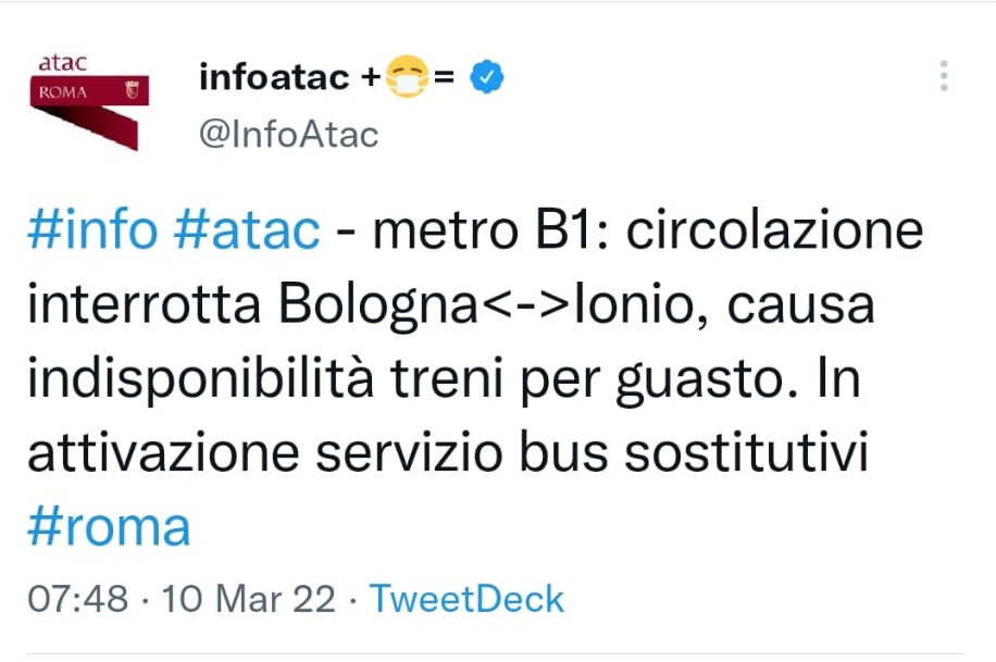 metro b 1 interrotta