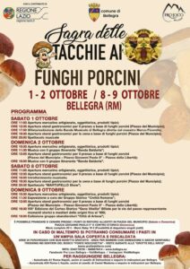 Sagre nel Lazio dal 3 al 5 ottobre 2025: uva e vino, pizzette fritte, castagne, more e porchetta 4 Bellegra - sagra tacchie e funghi porcini