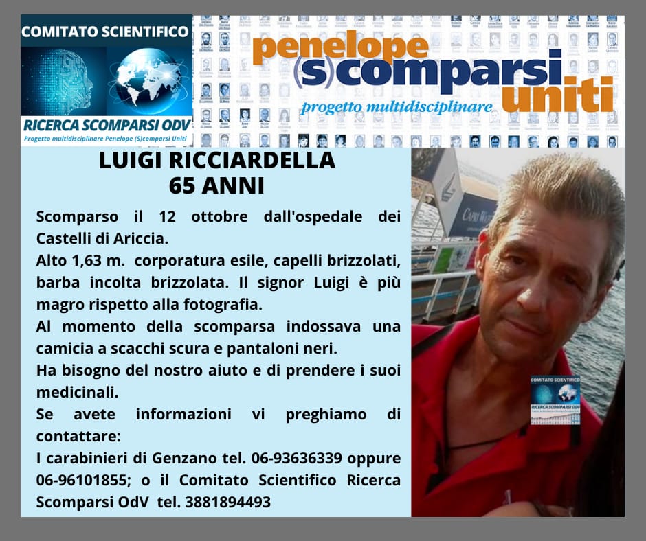 Scomparso il 65enne Luigi Ricciardella: ritrovato in una piazza di Genzano 1