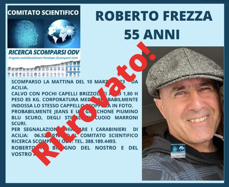 Acilia, dopo l'appello per la scomparsa di Roberto Frezza il 55enne è stato ritrovato 1