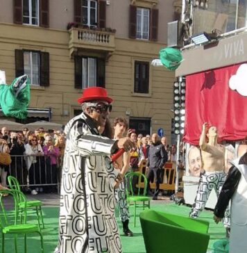 Fiorello durante le registrazioni in via Asiago