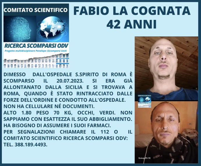 Roma, Fabio La Cognata scomparso dal Santo Spirito ha fatto rientro a casa 1