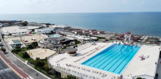 Kursaal piscina trampolino stabilimento balneare Ostia drone canaledieci