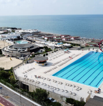 Kursaal piscina trampolino stabilimento balneare Ostia drone canaledieci