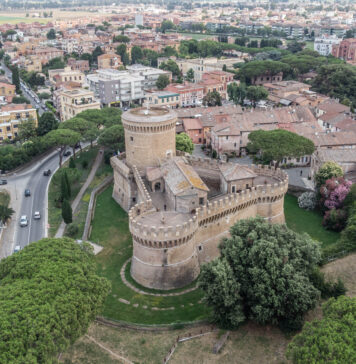 ostia antica drone borgo medievale castello di Giulio II canaledieci