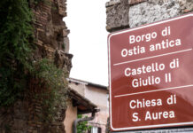 Ostia Antica borgo medievale insegna tabella stradale quartiere canaledieci