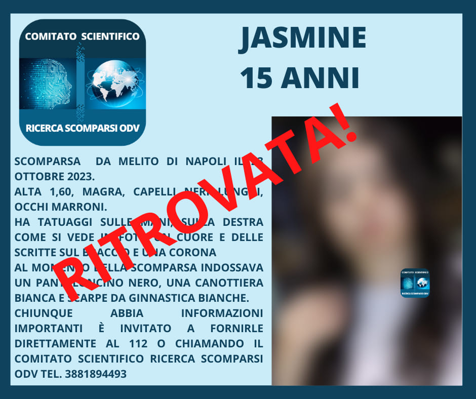 Roma, ritrovata Jasmine la 15enne scomparsa 1