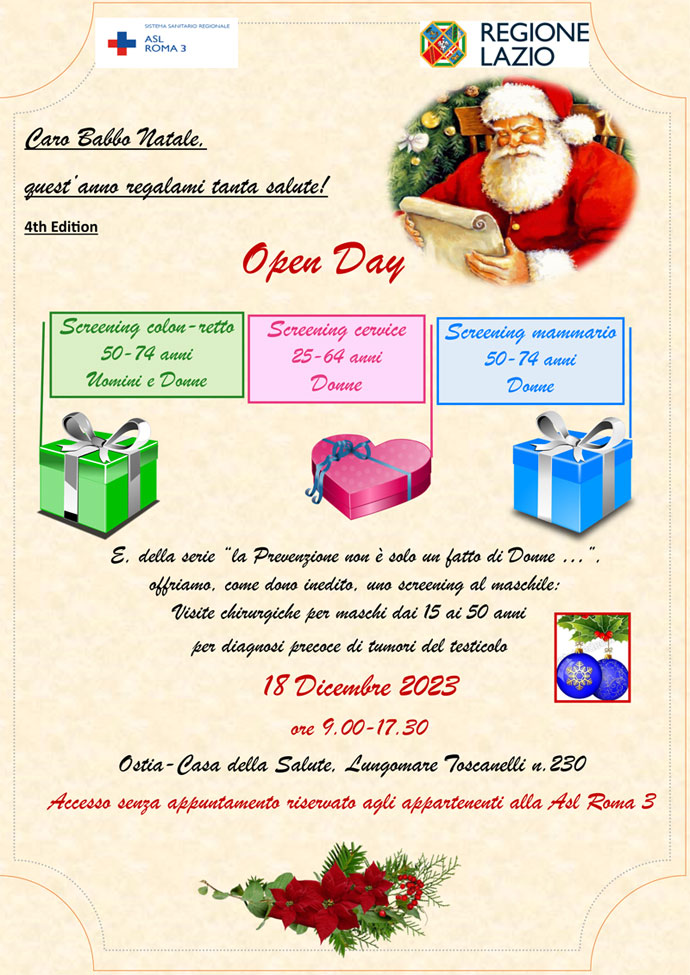 A Natale la Asl Roma 3 regala prevenzione oncologica per tutti: l'Open day alla Casa della Salute 1
