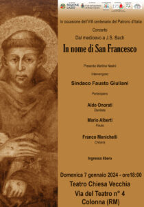 Colonna, al via le celebrazioni per l’VIII centenario di San Francesco d’Assisi: il programma 1