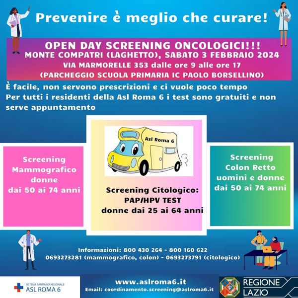 Open day della Asl Roma 6: screening oncologici gratuiti e senza prenotazione 1