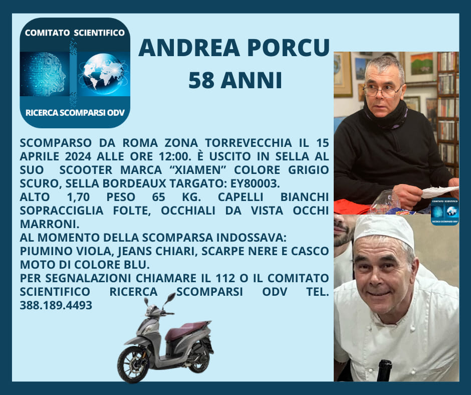 Scomparso da Roma Andrea Porcu, patron del ristorante 'Nuraghe Sardo'. L’appello del figlio 1