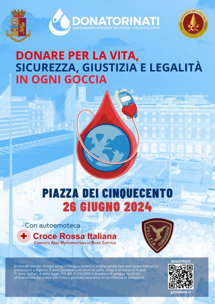 Roma, la Polizia in campo per la raccolta di sangue: come partecipare 1