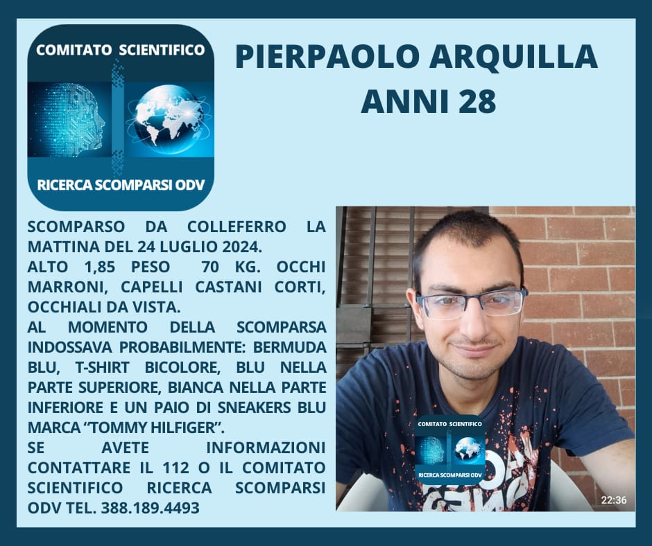 Colleferro, il 28enne scomparso Pierpaolo Arquilla è stato ritrovato 1