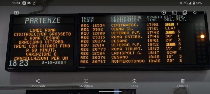 Treni, da Roma per Pisa e Viterbo: ritardi fino a 60 minuti - canaledieci.it