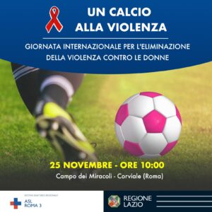 25 novembre, Asl Roma 3: “Un calcio alla violenza”, 50 giovani in campo con il fiocco rosso 1