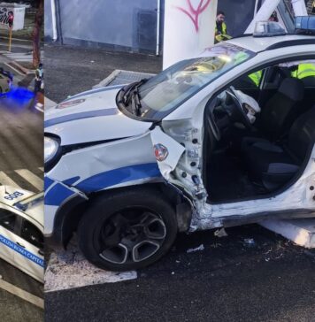 L'incidente che ha coinvolto un'auto di servizio della Polizia Locale