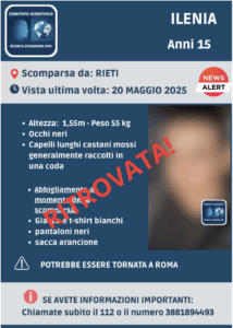 Ritrovata a Roma la 15enne scomparsa a Rieti: si era allontanata da una casa famiglia di Rieti 1