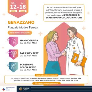Genazzano, salute in piazza: screening oncologici gratuiti con l'ambulatorio mobile dell'Al Roma 5 1