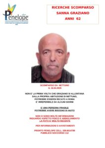 Nettuno, apprensione per Graziano Sanna scomparso il 16 aprile: "E' fragile, ha bisogno di aiuto" 1
