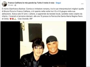 Gianfranco Butinar, morto a 51 anni il famoso imitatore: quando e dove saranno i funerali (VIDEO) 2