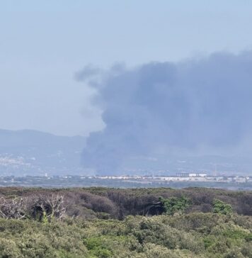 Incendio avvolge capannone a Santa Palomba: allerta sale anche ai Castelli Romani