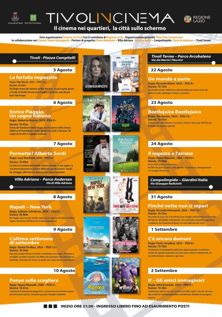TivoliInCinema 2025: ad agosto cinema gratis sotto le stelle in quattro quartieri 1