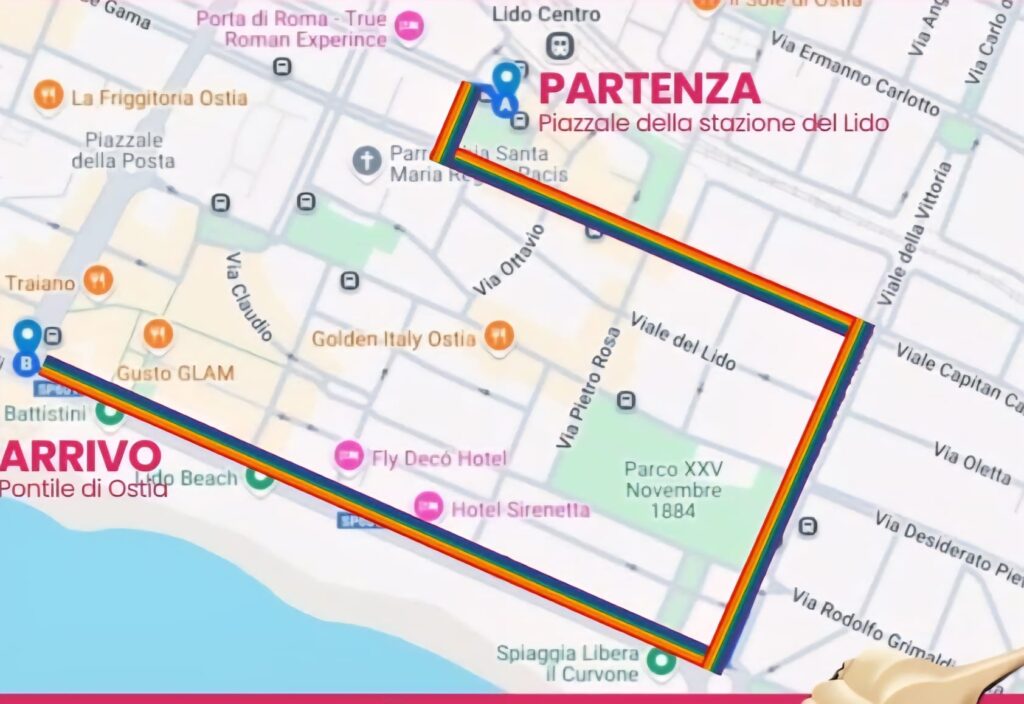 Il percorso della parata del Lazio Pride LGBTQIA+ a Ostia 1