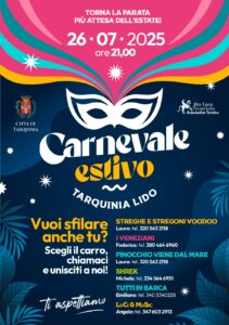 Torna il Carnevale Estivo di Tarquinia Lido, tra carri allegorici, gruppi mascherati e spettacoli 1 Torna il Carnevale Estivo di Tarquinia Lido, tra carri allegorici, gruppi mascherati e spettacoli 1