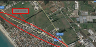 Nell'immagine, evidenziato in rosso, il tracciato della pista ciclopedonale che sarà costruita nella località balneare di Tor San Lorenzo