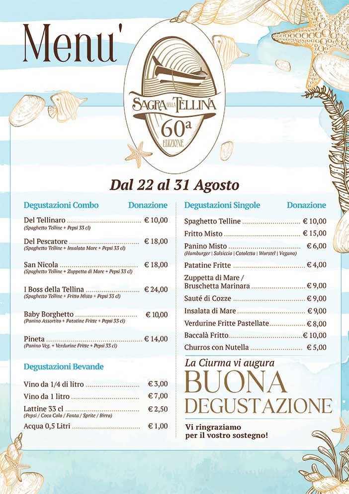 I menù della Sagra della Tellina di Ostia: prezzi popolari e sapori genuini 1