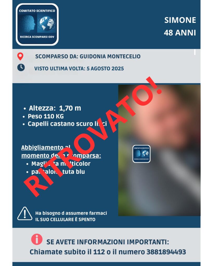Scomparso da Guidonia: si cerca Simone, ha bisogno di cure (RITROVATO) 1