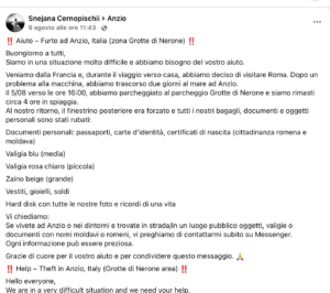 Turisti francesi derubati mentre erano in spiaggia ad Anzio: l'appello per ritrovare documenti e hard disk con ricordi di famiglia 1 Turisti francesi derubati mentre erano in spiaggia ad Anzio: l'appello per ritrovare documenti e hard disk con ricordi di famiglia 1