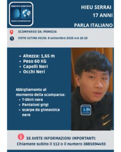 Allarme a Pomezia, scomparso un 17enne: ricerche in corso per Hieu Serrai 1