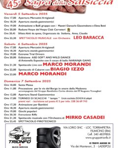 Sagre nel Lazio dal 5 al 7 settembre 2025: frittelle, pinciarelle, lumache, funghi porcini e bianche cene 4 Sagre nel Lazio dal 5 al 7 settembre 2025: frittelle, pinciarelle, lumache, funghi porcini e bianche cene 4
