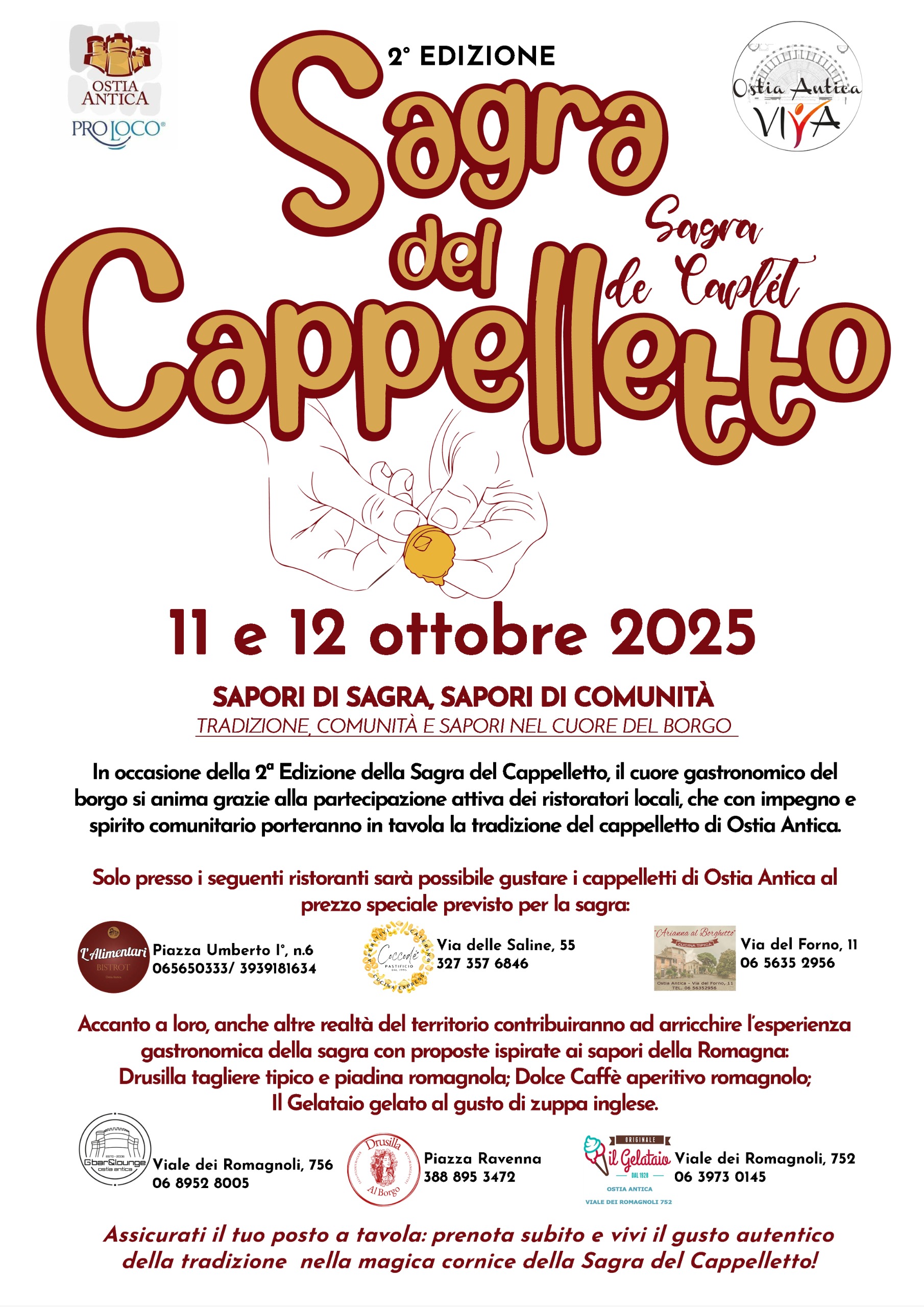 Terza Sagra del cappelletto: il programma di un evento che accende il gusto della tradizione a Ostia Antica 2 Terza Sagra del cappelletto: il programma di un evento che accende il gusto della tradizione a Ostia Antica 2