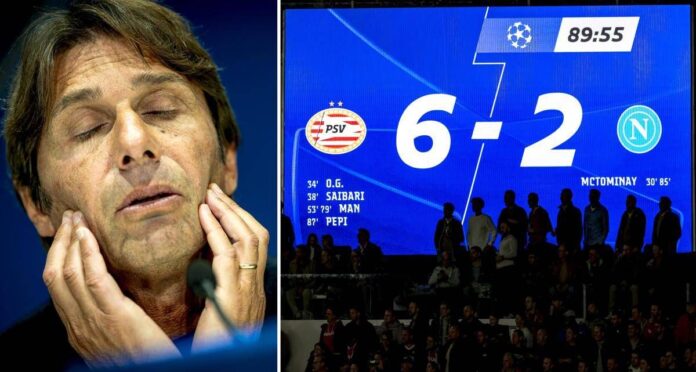 Psv-Napoli 6-2, Conte: “Tanti giocatori nuovi da inserire, anno difficile”