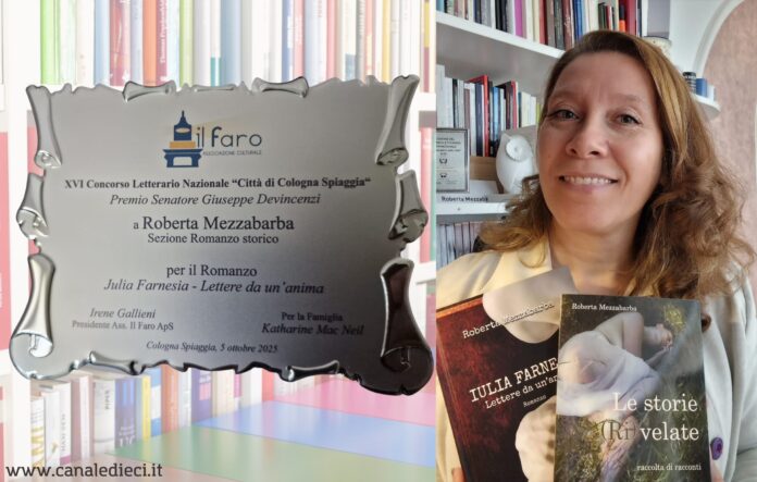 Roberta Mezzabarba al Premio Letterario Nazionale "Città di Cologna Spiaggia" con il romanzo "Iulia Farnesia - Lettere da un'anima".