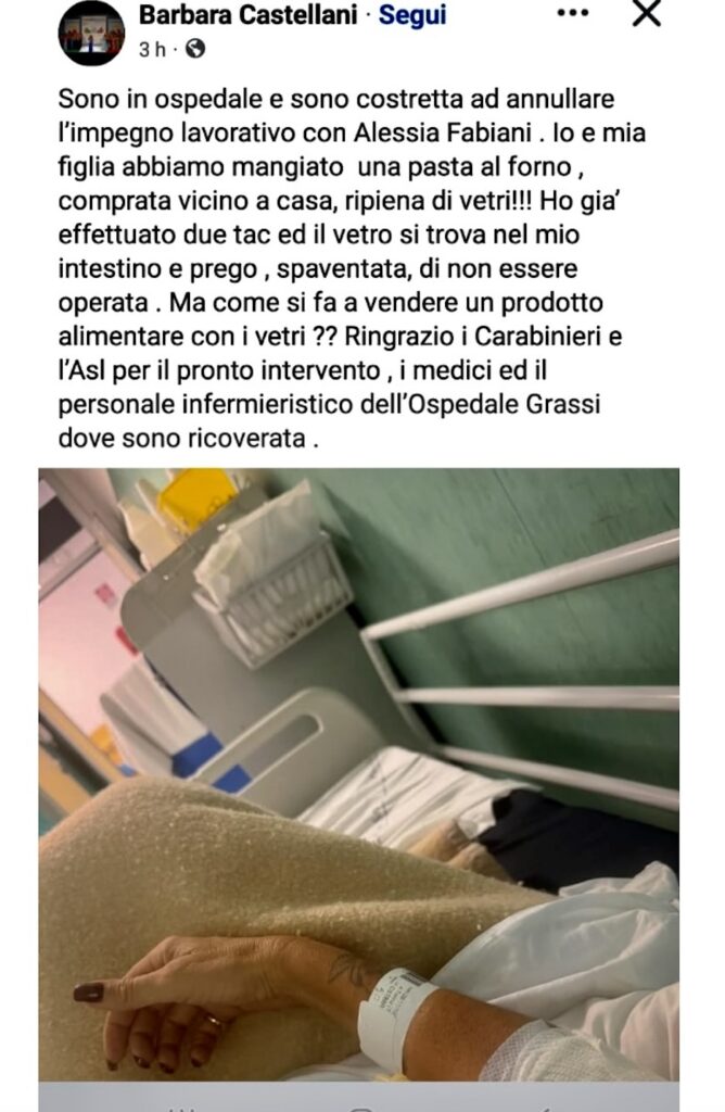 “Ho ingerito pezzi di vetro nelle lasagne”: ricoverata al Grassi di Ostia, rischio emorragia interna 2