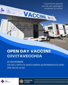 Vaccini, open day a Civitavecchia il 22 novembre: luogo, orari e come accedere 1 Vaccini, open day a Civitavecchia il 22 novembre: luogo, orari e come accedere 1