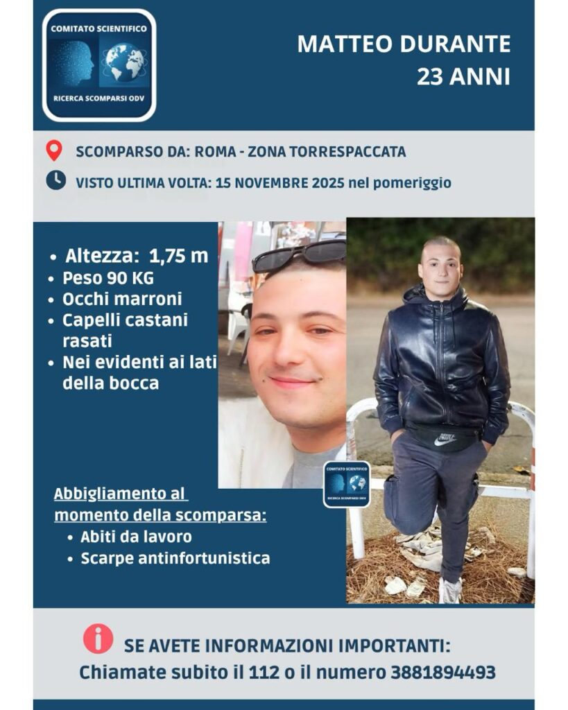 Matteo uscito per andare in cantiere e scomparso: il 23enne è stato ritrovato e sta bene 1