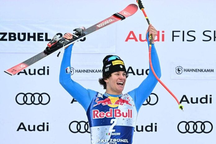 Capolavoro Franzoni, trionfo e lacrime nella discesa libera di Kitzbuehel: “Sto tremando”