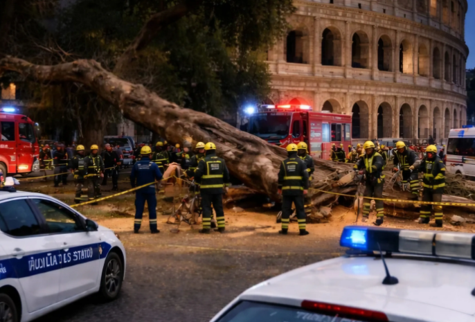 a colosseo albero crollato