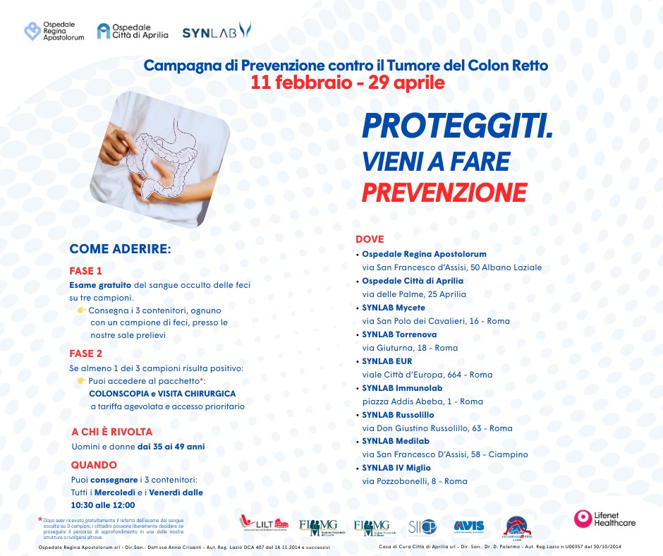 Screening oncologici gratis nel Lazio: torna “Proteggiti 2026” per colon-retto, utero e prostata 1