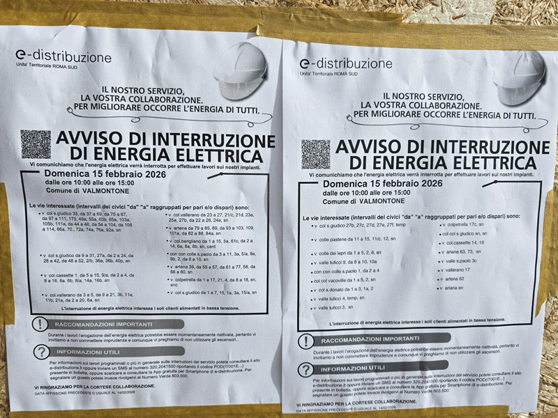 Blackout alle porte di Roma: i disagi per centinaia di utenze e le zone che resteranno senza elettricità (FOTO) 1 Blackout alle porte di Roma: i disagi per centinaia di utenze e le zone che resteranno senza elettricità (FOTO) 1