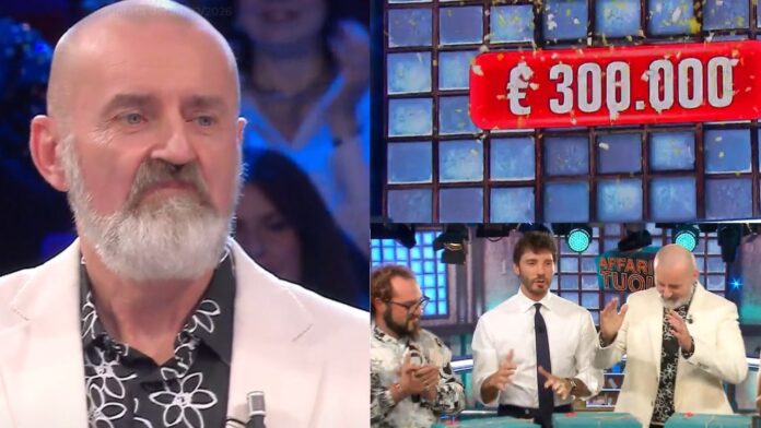 Affari Tuoi 20 febbraio, Giuliano da Carpi trova il pacco nero e festeggia: quanto ha vinto ieri