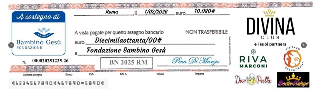 Dagli amici del Divina Club di Roma e da Max Tonetto un solido aiuto alle famiglie dei piccoli pazienti del Bambino Gesù 1
