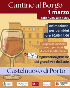 Castelnuovo di Porto, cantine aperte e degustazioni gratuite: vini del Lazio protagonisti nel weekend 1