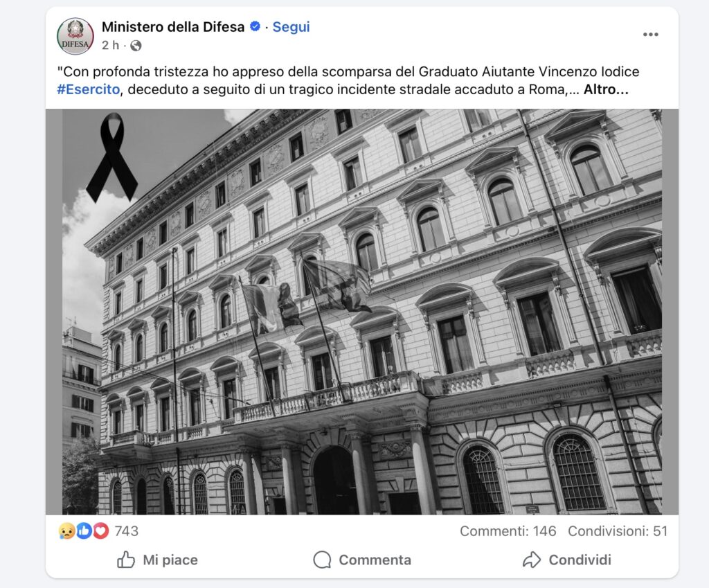 Incidente in via Ardeatina: la vittima il militare Vincenzo Iodice. Le condoglianze del ministro Crosetto 1